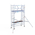 Euroscaffold Rolsteiger Euroscaffold Professional 90x250 5,2m werkhoogte carbon vloer tegen de gevel