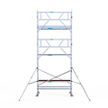 Euroscaffold Rolsteiger Euroscaffold Professional 90x250 7,2m werkhoogte carbon vloer tegen de gevel
