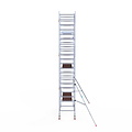 Euroscaffold Rolsteiger Euroscaffold Professional 90x250 7,2m werkhoogte carbon vloer tegen de gevel