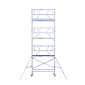 Euroscaffold Rolsteiger Euroscaffold Professional 90x250 8,2m werkhoogte carbon vloer tegen de gevel