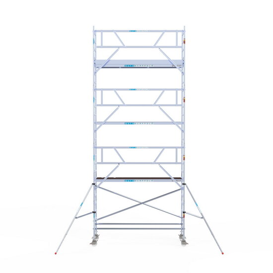 Euroscaffold Rolsteiger Euroscaffold Professional 90x305 8,2m werkhoogte carbon vloer tegen de gevel