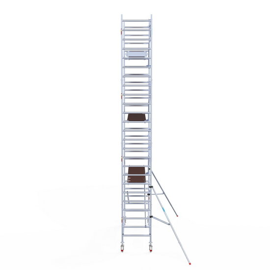 Euroscaffold Rolsteiger Euroscaffold Professional 90x305 8,2m werkhoogte carbon vloer tegen de gevel
