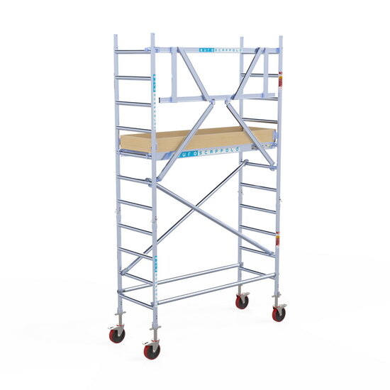 Euroscaffold Rolsteiger Euroscaffold Basic 75x190 4,2m werkhoogte tegen de gevel