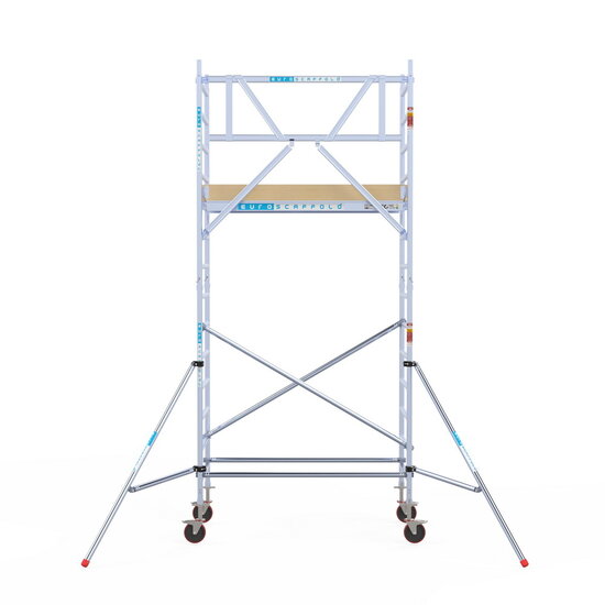 Euroscaffold Rolsteiger Euroscaffold Basic 90x190 5,2m werkhoogte carbon vloer tegen de gevel
