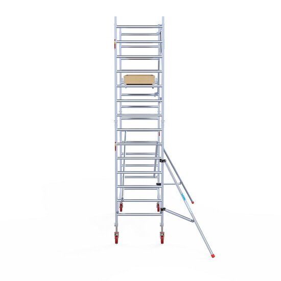 Euroscaffold Rolsteiger Euroscaffold Basic 90x250 5,2m werkhoogte carbon vloer tegen de gevel