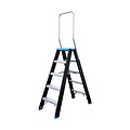 Eurostairs Dubbele trap zwart professioneel 2x5 treden - Limited Edition - Blauw