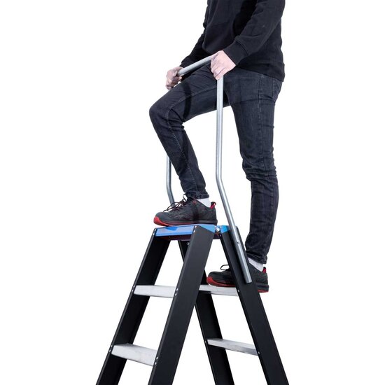 Eurostairs Dubbele trap zwart professioneel 2x6 treden - Limited Edition - Blauw