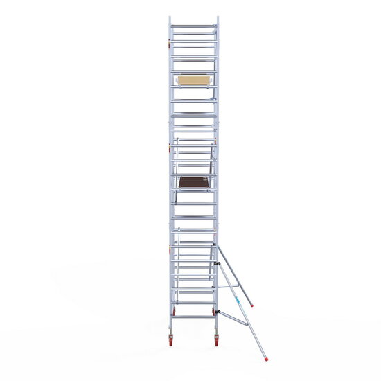 Euroscaffold Rolsteiger Euroscaffold Basic 90x190 7,2m werkhoogte carbon vloer tegen de gevel