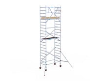 Rolsteiger Euroscaffold Basic 90x190 7,2m werkhoogte carbon vloer tegen de gevel