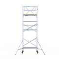 Euroscaffold Rolsteiger Euroscaffold Basic 90x190 7,2m werkhoogte carbon vloer tegen de gevel