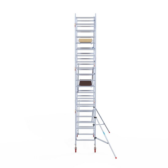 Euroscaffold Rolsteiger Euroscaffold Basic 90x250 7,2m werkhoogte carbon vloer tegen de gevel