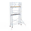 Euroscaffold Rolsteiger Euroscaffold Basic 90x305 7,2m werkhoogte carbon vloer tegen de gevel