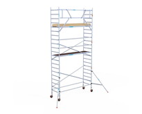 Rolsteiger Euroscaffold Basic 90x305 7,2m werkhoogte carbon vloer tegen de gevel