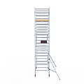 Euroscaffold Rolsteiger Euroscaffold Basic 135x250 7,2m werkhoogte carbon vloer tegen de gevel