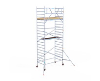 Rolsteiger Euroscaffold Basic 135x250 7,2m werkhoogte carbon vloer tegen de gevel