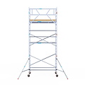 Euroscaffold Rolsteiger Euroscaffold Basic 135x250 7,2m werkhoogte carbon vloer tegen de gevel