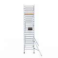 Euroscaffold Rolsteiger Euroscaffold Basic 135x305 7,2m werkhoogte carbon vloer tegen de gevel