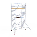Euroscaffold Rolsteiger Euroscaffold Basic 135x305 7,2m werkhoogte carbon vloer tegen de gevel