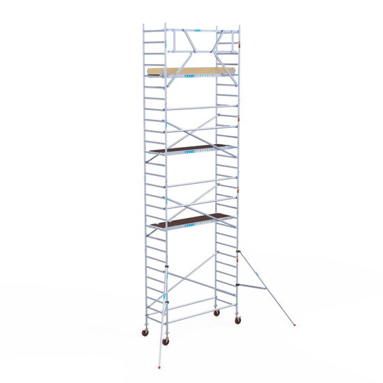 Euroscaffold Rolsteiger Euroscaffold Basic 90x250 9,2m werkhoogte tegen de gevel