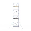 Euroscaffold Rolsteiger Euroscaffold Basic 135x190 9,2m werkhoogte carbon vloer tegen de gevel