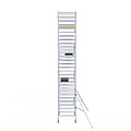 Euroscaffold Rolsteiger Euroscaffold Basic 135x190 9,2m werkhoogte carbon vloer tegen de gevel