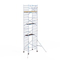 Euroscaffold Rolsteiger Euroscaffold Basic 135x190 9,2m werkhoogte carbon vloer tegen de gevel
