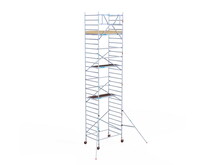 Rolsteiger Euroscaffold Basic 135x190 9,2m werkhoogte carbon vloer tegen de gevel