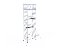 Rolsteiger Euroscaffold Basic 135x250 9,2m werkhoogte carbon vloer tegen de gevel