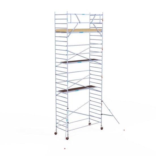 Euroscaffold Rolsteiger Euroscaffold Basic 135x305 9,2m werkhoogte tegen de gevel
