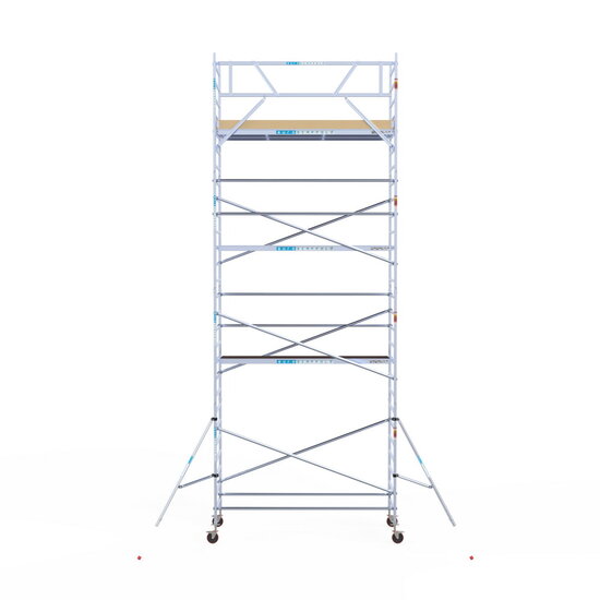 Euroscaffold Rolsteiger Euroscaffold Basic 135x305 9,2m werkhoogte tegen de gevel