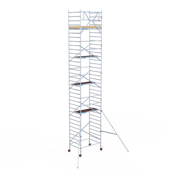 Euroscaffold Rolsteiger Euroscaffold Basic 135x190 11,2m werkhoogte tegen de gevel