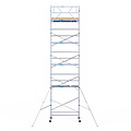 Euroscaffold Rolsteiger Euroscaffold Basic 135x250 11,2m werkhoogte tegen de gevel