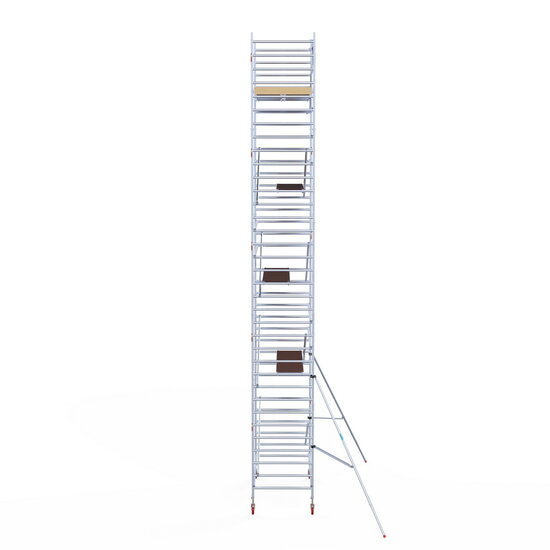 Euroscaffold Rolsteiger Euroscaffold Basic 135x250 11,2m werkhoogte tegen de gevel
