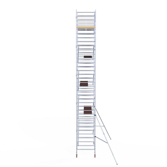 Euroscaffold Rolsteiger Euroscaffold Basic 135x305 11,2m werkhoogte tegen de gevel