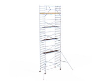 Rolsteiger Euroscaffold Basic 135x305 11,2m werkhoogte carbon vloer tegen de gevel