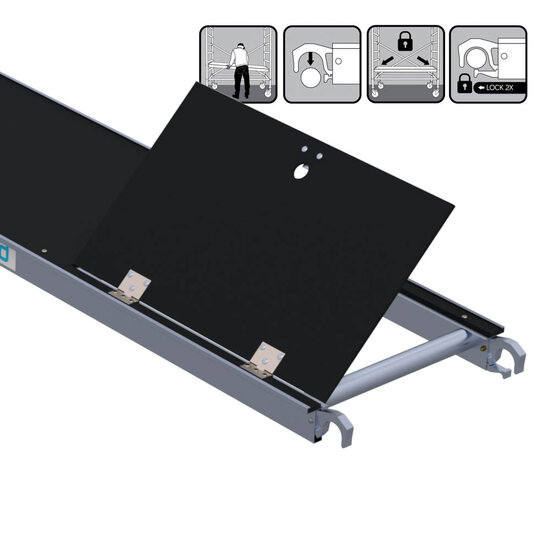 Euroscaffold Rolsteiger platform met luik 305 cm carbon vloer (lichtgewicht)
