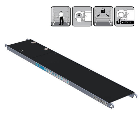 Euroscaffold Rolsteiger platform met luik 305 cm carbon vloer (lichtgewicht)