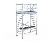 Rolsteiger Euroscaffold Original 135x250 5,2m werkhoogte carbon vloer tegen de gevel