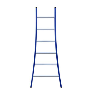 Eurostairs Ladder enkel uitgebogen 1x6 sporten BLAUW