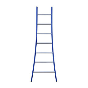 Eurostairs Ladder enkel uitgebogen 1x7 sporten BLAUW