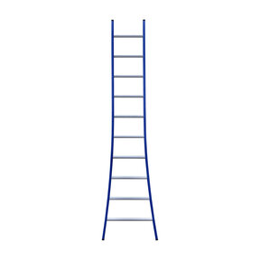 Eurostairs Ladder enkel uitgebogen 1x10 sporten BLAUW