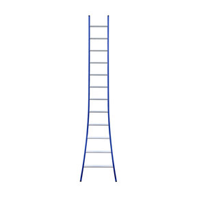 Eurostairs Ladder enkel uitgebogen 1x12 sporten BLAUW