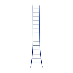 Eurostairs Ladder enkel uitgebogen 1x14 sporten BLAUW