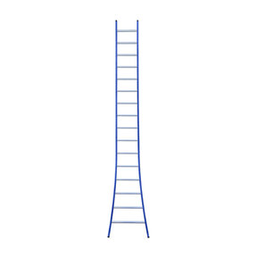 Eurostairs Ladder enkel uitgebogen 1x16 sporten BLAUW