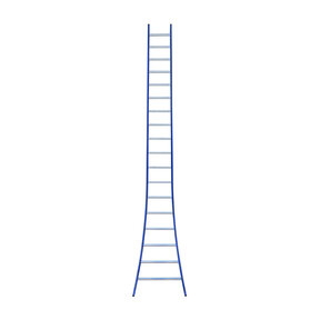 Eurostairs Ladder enkel uitgebogen 1x18 sporten BLAUW