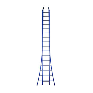 Eurostairs opsteek ladder dubbel uitgebogen 2x16 BLAUW + gevelrollen