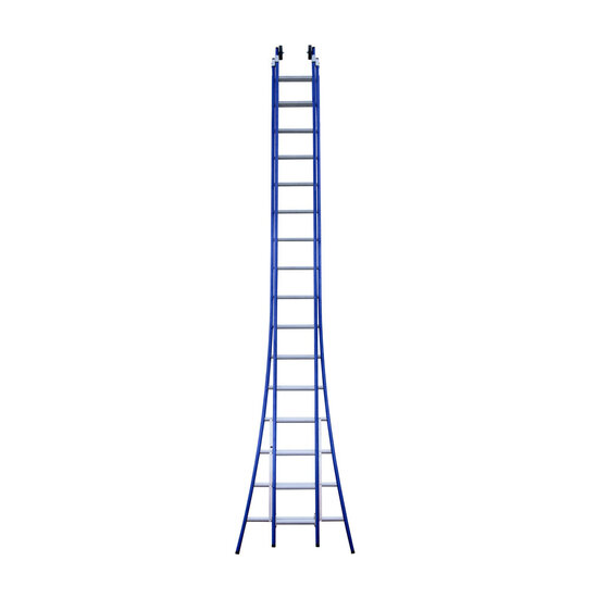 Eurostairs Eurostairs opsteek ladder dubbel uitgebogen 2x16 BLAUW + gevelrollen