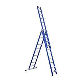 Eurostairs Reform ladder driedubbel recht 3x10 sporten BLAUW