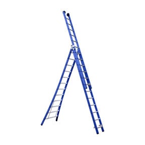 Eurostairs Reform ladder driedubbel uitgebogen 3x12 sporten BLAUW