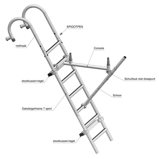 Euroscaffold Alu steigerladder met koppelpen